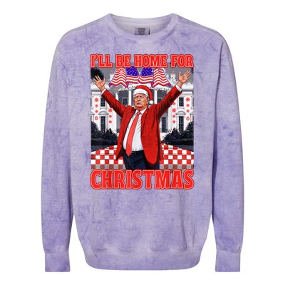 Ill Be Home For Christmas Santa Funny Trump Xmas Pajamas Colorblast Crewneck Sweatshirt