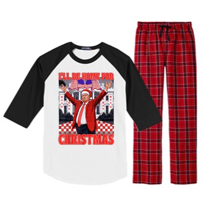 Ill Be Home For Christmas Santa Funny Trump Xmas Pajamas Raglan Sleeve Pajama Set