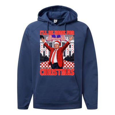 Ill Be Home For Christmas Santa Funny Trump Xmas Pajamas Performance Fleece Hoodie