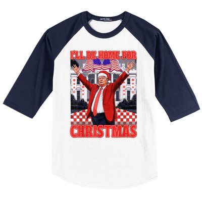 Ill Be Home For Christmas Santa Funny Trump Xmas Pajamas Baseball Sleeve Shirt