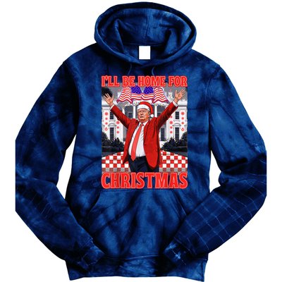 Ill Be Home For Christmas Santa Funny Trump Xmas Pajamas Tie Dye Hoodie