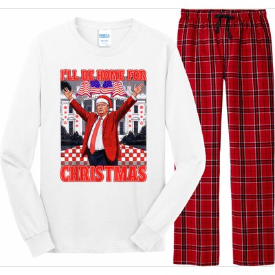 Ill Be Home For Christmas Santa Funny Trump Xmas Pajamas Long Sleeve Pajama Set