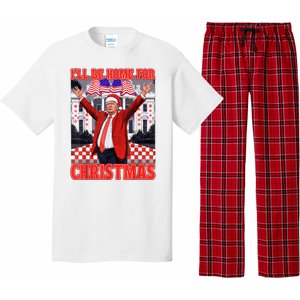 Ill Be Home For Christmas Santa Funny Trump Xmas Pajamas Pajama Set