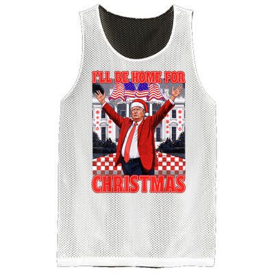 Ill Be Home For Christmas Santa Funny Trump Xmas Pajamas Mesh Reversible Basketball Jersey Tank