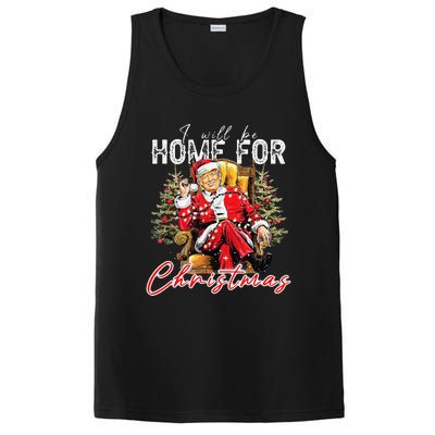 ILl Be Home For Christmas Funny Santa Trump Xmas Pajamas PosiCharge Competitor Tank