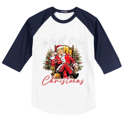 ILl Be Home For Christmas Funny Santa Trump Xmas Pajamas Baseball Sleeve Shirt