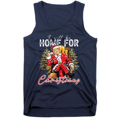 ILl Be Home For Christmas Funny Santa Trump Xmas Pajamas Tank Top