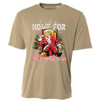 ILl Be Home For Christmas Funny Santa Trump Xmas Pajamas Cooling Performance Crew T-Shirt