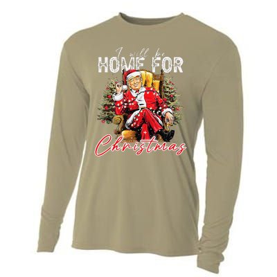 ILl Be Home For Christmas Funny Santa Trump Xmas Pajamas Cooling Performance Long Sleeve Crew