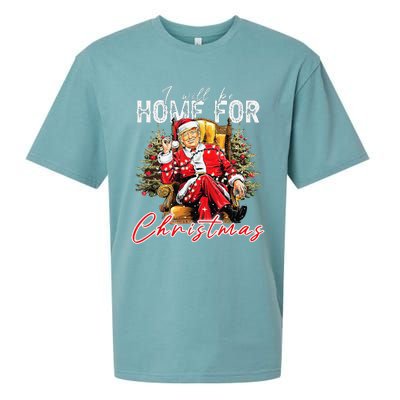 ILl Be Home For Christmas Funny Santa Trump Xmas Pajamas Sueded Cloud Jersey T-Shirt