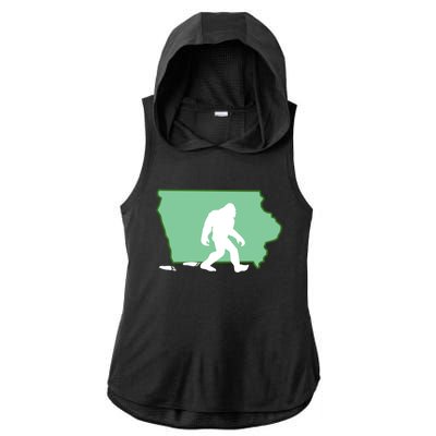 Iowa Bigfoot Hunter State Gift Ladies PosiCharge Tri-Blend Wicking Draft Hoodie Tank