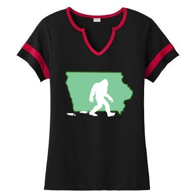 Iowa Bigfoot Hunter State Gift Ladies Halftime Notch Neck Tee