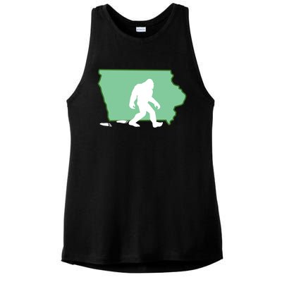 Iowa Bigfoot Hunter State Gift Ladies PosiCharge Tri-Blend Wicking Tank