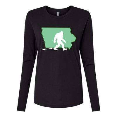 Iowa Bigfoot Hunter State Gift Womens Cotton Relaxed Long Sleeve T-Shirt