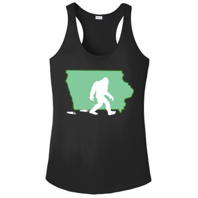 Iowa Bigfoot Hunter State Gift Ladies PosiCharge Competitor Racerback Tank