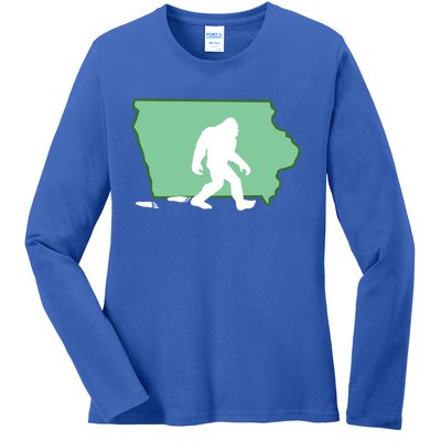 Iowa Bigfoot Hunter State Gift Ladies Long Sleeve Shirt