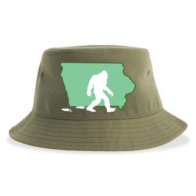 Iowa Bigfoot Hunter State Gift Sustainable Bucket Hat