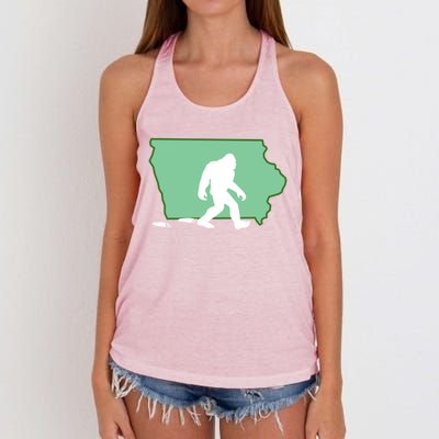 Iowa Bigfoot Hunter State Gift Women's Knotted Racerback Tank