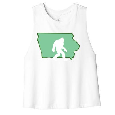 Iowa Bigfoot Hunter State Gift Women's Racerback Cropped Tank