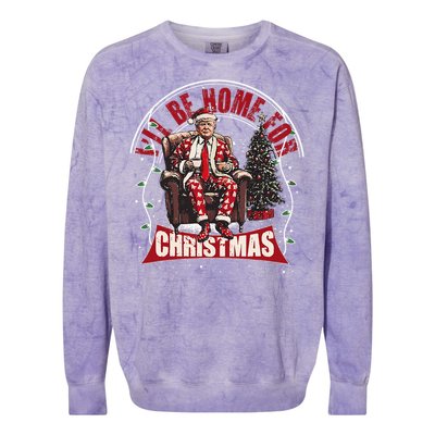 ILl Be Home For Christmas Santa Funny Trump Xmas Colorblast Crewneck Sweatshirt