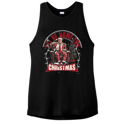 ILl Be Home For Christmas Santa Funny Trump Xmas Ladies PosiCharge Tri-Blend Wicking Tank