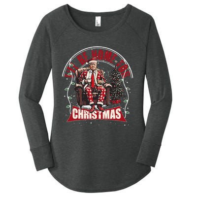 ILl Be Home For Christmas Santa Funny Trump Xmas Women's Perfect Tri Tunic Long Sleeve Shirt