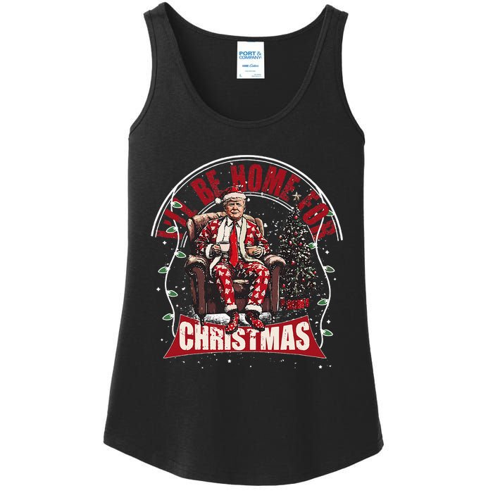 ILl Be Home For Christmas Santa Funny Trump Xmas Ladies Essential Tank