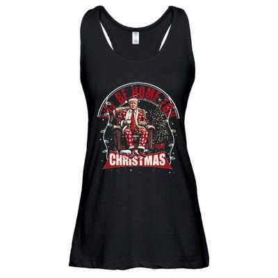 ILl Be Home For Christmas Santa Funny Trump Xmas Ladies Essential Flowy Tank