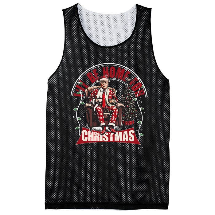 ILl Be Home For Christmas Santa Funny Trump Xmas Mesh Reversible Basketball Jersey Tank