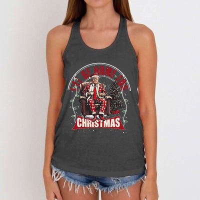 ILl Be Home For Christmas Santa Funny Trump Xmas Women's Knotted Racerback Tank