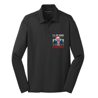 Ill Be Home For Christmas Funny Trump Ugly Christmas Silk Touch Performance Long Sleeve Polo