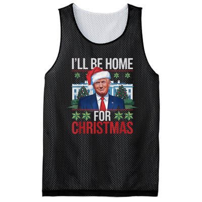 Ill Be Home For Christmas Funny Trump Ugly Christmas Mesh Reversible Basketball Jersey Tank