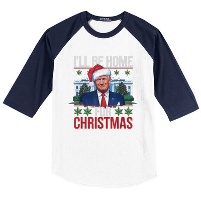 Ill Be Home For Christmas Funny Trump Ugly Christmas Baseball Sleeve Shirt