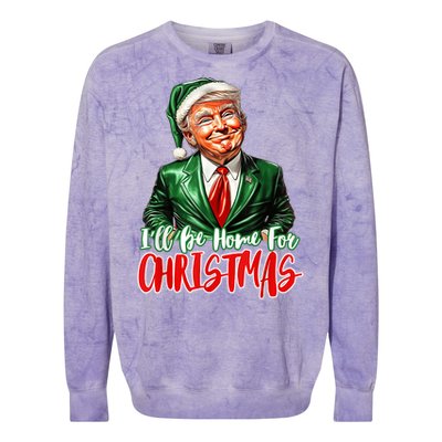 ILl Be Home For Christmas Xmas Trump Pajamas Holiday Santa Colorblast Crewneck Sweatshirt