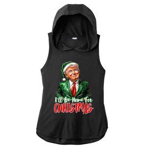 ILl Be Home For Christmas Xmas Trump Pajamas Holiday Santa Ladies PosiCharge Tri-Blend Wicking Draft Hoodie Tank