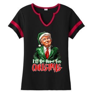 ILl Be Home For Christmas Xmas Trump Pajamas Holiday Santa Ladies Halftime Notch Neck Tee