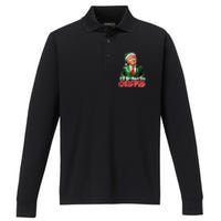 ILl Be Home For Christmas Xmas Trump Pajamas Holiday Santa Performance Long Sleeve Polo