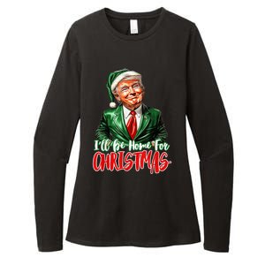 ILl Be Home For Christmas Xmas Trump Pajamas Holiday Santa Womens CVC Long Sleeve Shirt