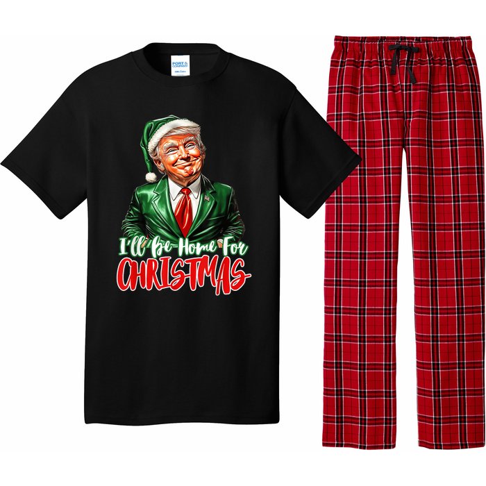 ILl Be Home For Christmas Xmas Trump Pajamas Holiday Santa Pajama Set