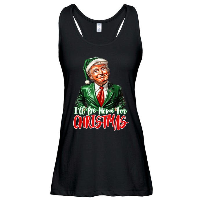 ILl Be Home For Christmas Xmas Trump Pajamas Holiday Santa Ladies Essential Flowy Tank