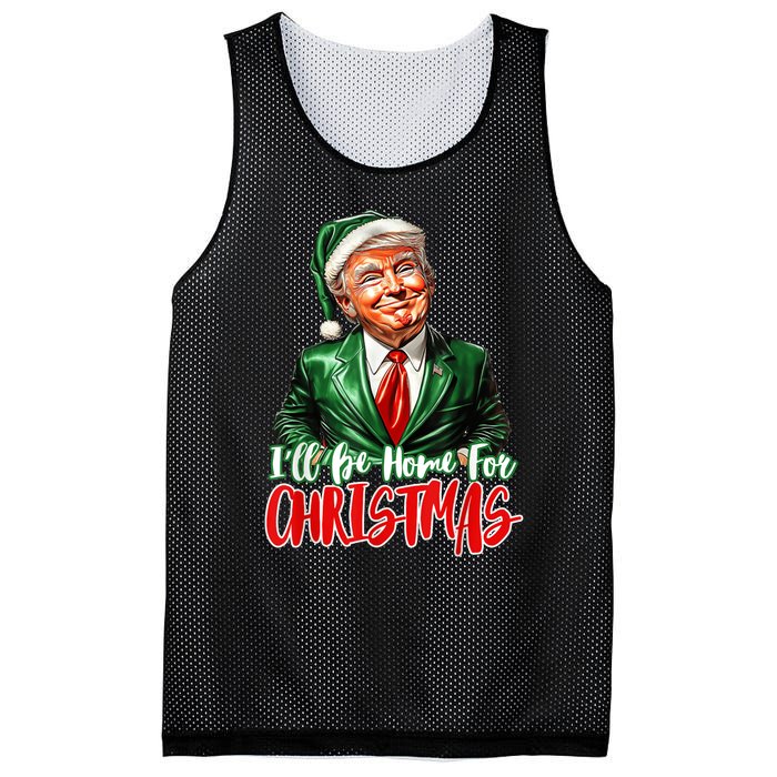 ILl Be Home For Christmas Xmas Trump Pajamas Holiday Santa Mesh Reversible Basketball Jersey Tank