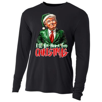 ILl Be Home For Christmas Xmas Trump Pajamas Holiday Santa Cooling Performance Long Sleeve Crew