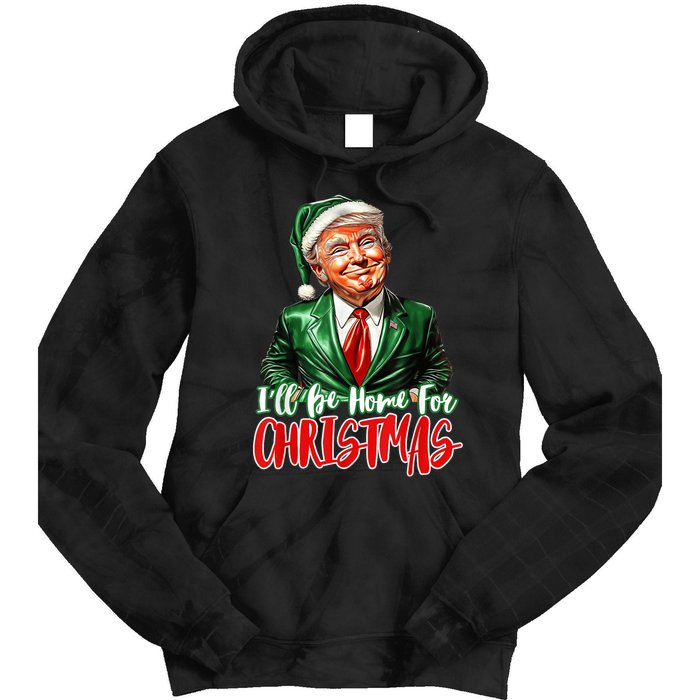 ILl Be Home For Christmas Xmas Trump Pajamas Holiday Santa Tie Dye Hoodie