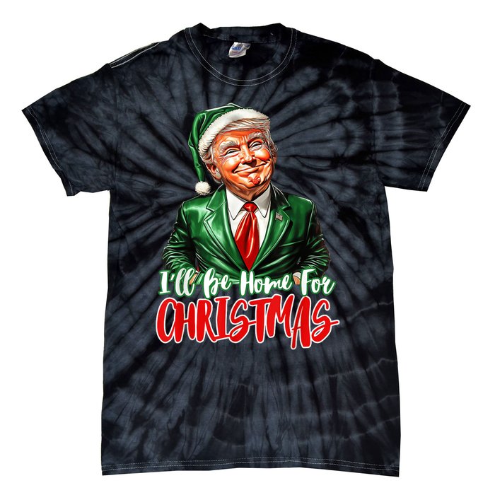 ILl Be Home For Christmas Xmas Trump Pajamas Holiday Santa Tie-Dye T-Shirt