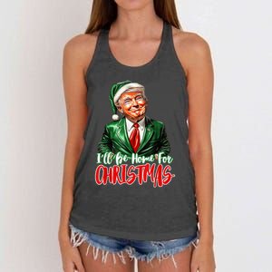 ILl Be Home For Christmas Xmas Trump Pajamas Holiday Santa Women's Knotted Racerback Tank