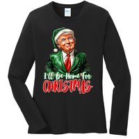 ILl Be Home For Christmas Xmas Trump Pajamas Holiday Santa Ladies Long Sleeve Shirt