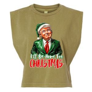 ILl Be Home For Christmas Xmas Trump Pajamas Holiday Santa Garment-Dyed Women's Muscle Tee