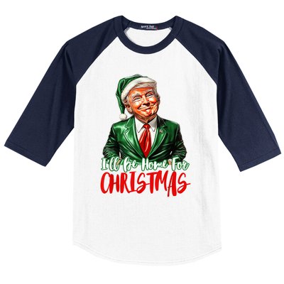 ILl Be Home For Christmas Xmas Trump Pajamas Holiday Santa Baseball Sleeve Shirt