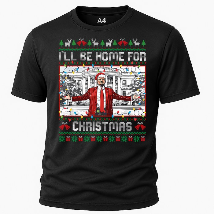 ILl Be Home For Christmas Ugly Sweaters Santa Trump Xmas Long Sleeve Cooling Performance Crew T-Shirt