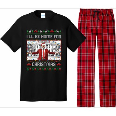 ILl Be Home For Christmas Ugly Sweaters Santa Trump Xmas Long Sleeve Pajama Set